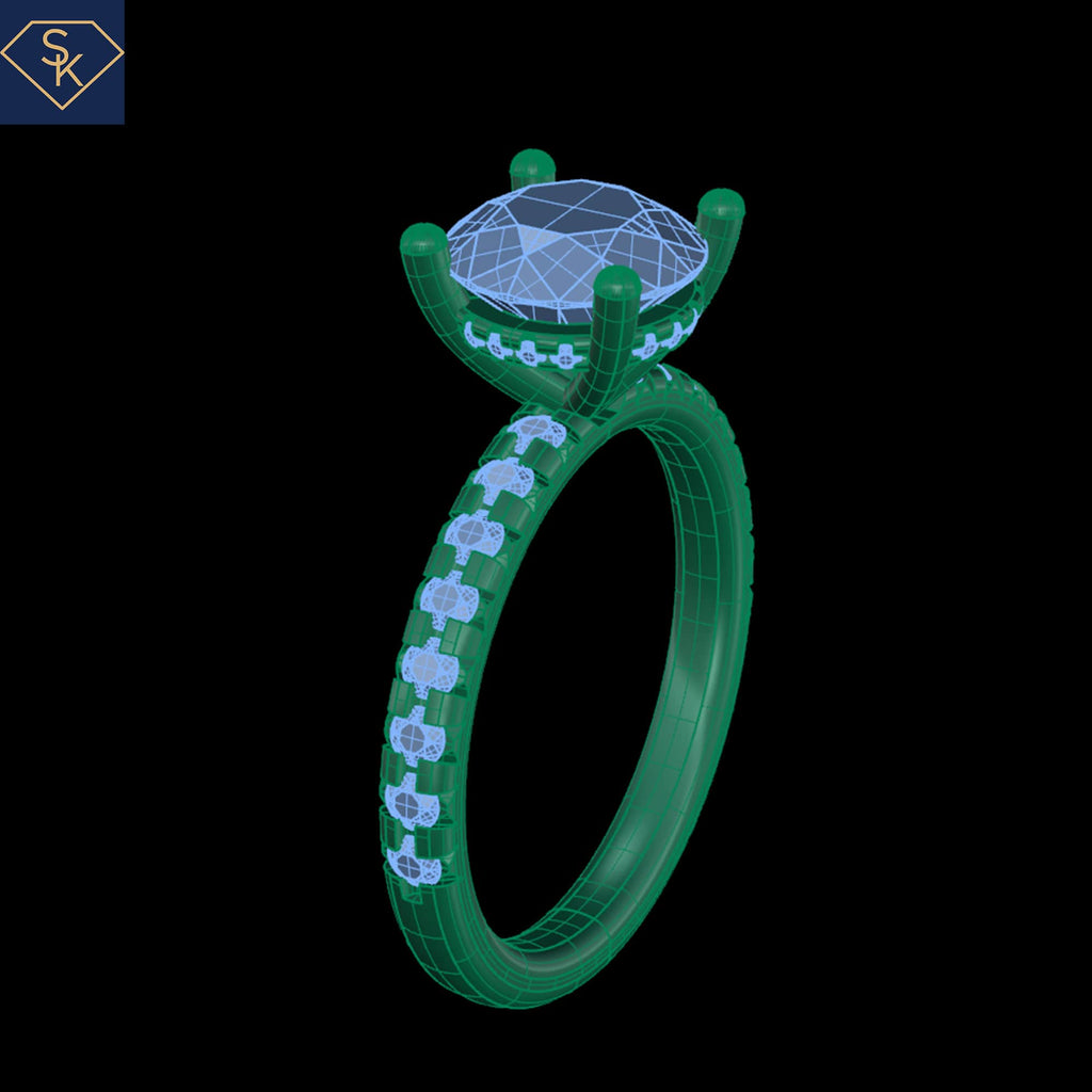 Hidden Halo Solitaire with U Pave on the Shank- CAD Services