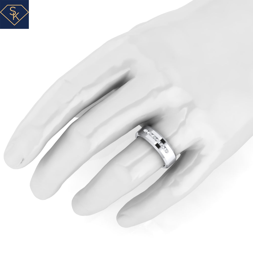Bevel Channel Set Gent Band