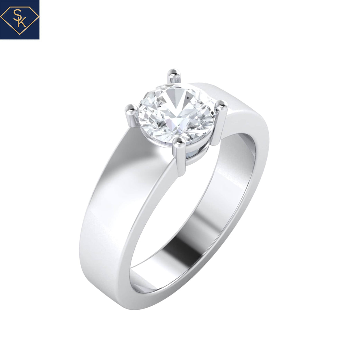 Solitaire Wide Band