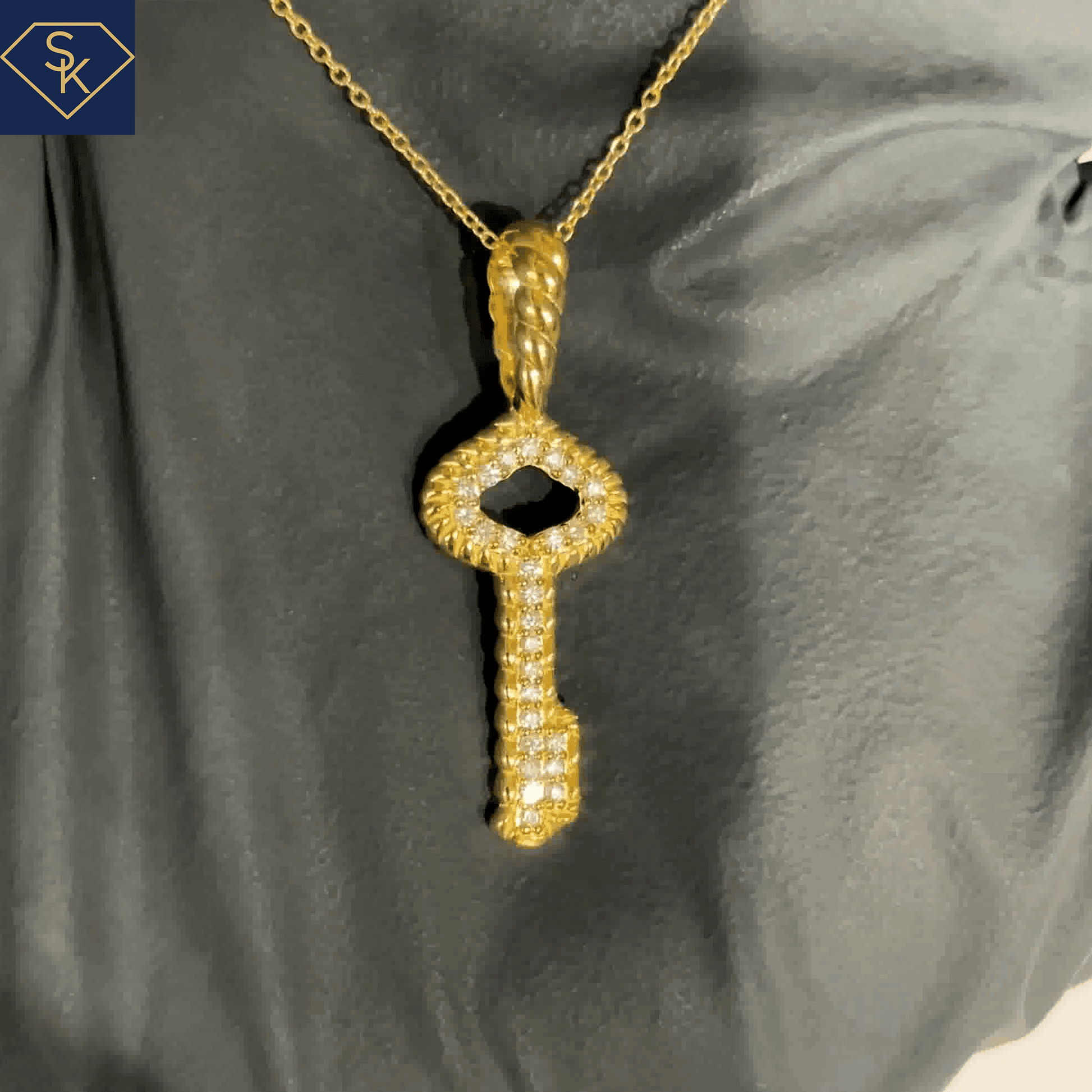 Diamond Key Pendant - SK Custom Jewelry