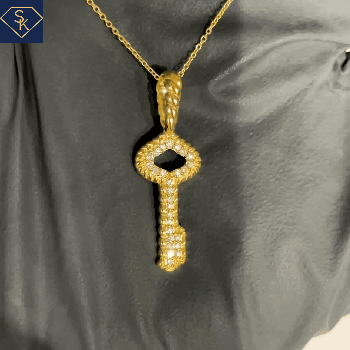 Diamond Key Pendant - SK Custom Jewelry