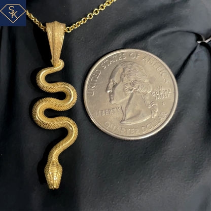 14K Solid Gold Shinny Snake Pendant