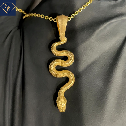 14K Solid Gold Shinny Snake Pendant