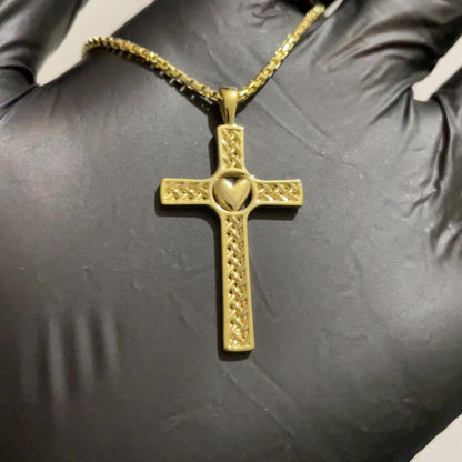 Cross with Heart Weaving Pattern Pendant