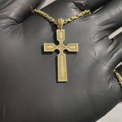 Cross Pendant with Bead Textures