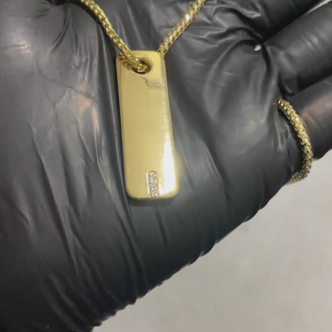 Three-Diamond Dog Tag Bar Pendant
