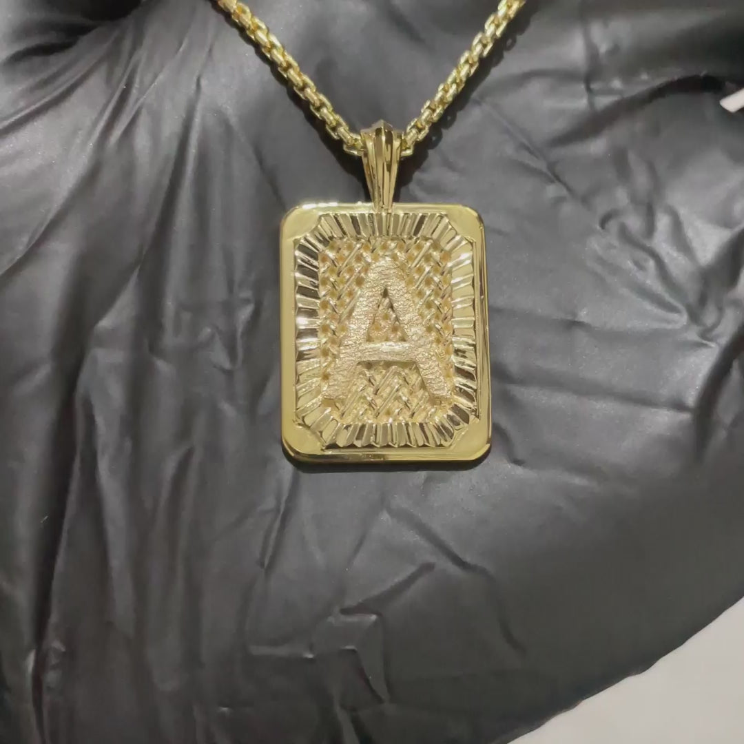 Bark Textured Initial Pendant with Braided Textures