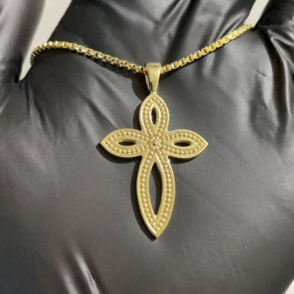 Marquise Cross Pendant with Round Bead Textures