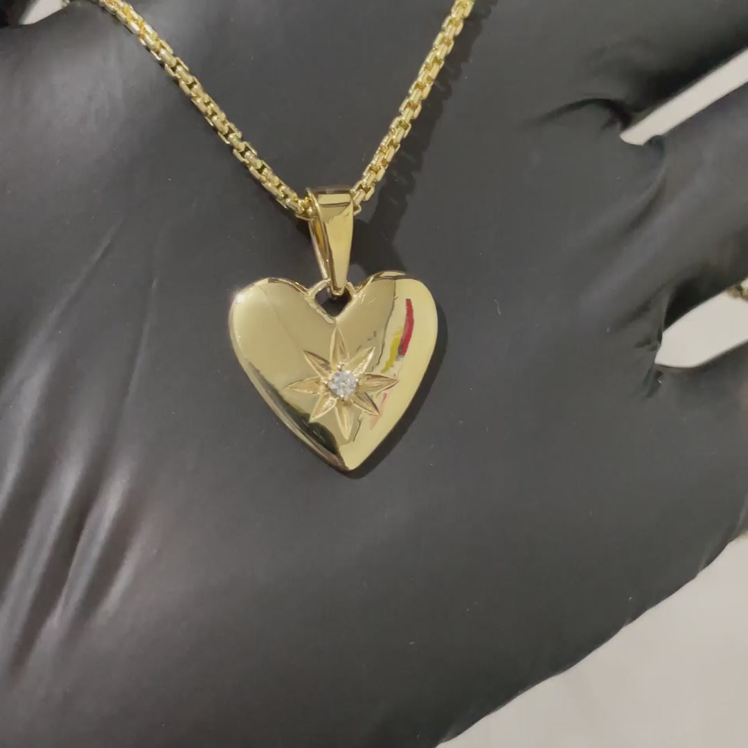 Classic Heart Pendant with Star Diamond