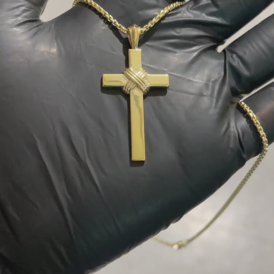 Triple Rope-Textured Cross Pendant