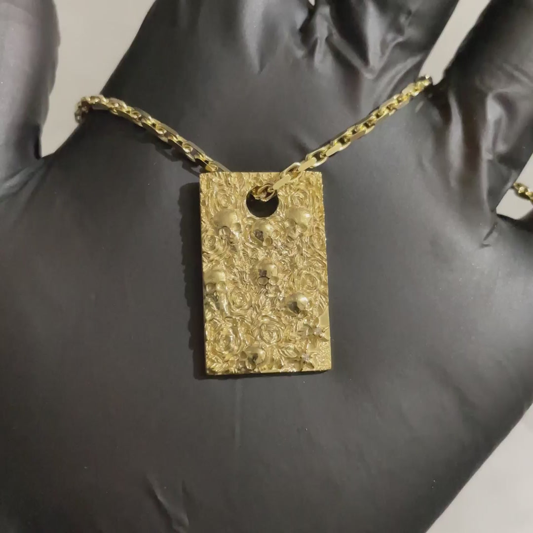 Edgy Skull Dog Tag Pendant