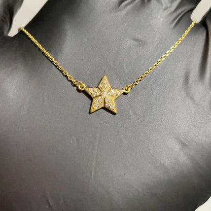 Gold Star Diamond Pendant with Rollo Chain