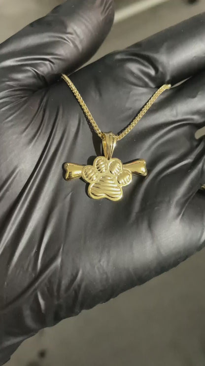 Dog Paw With Bone Pendant