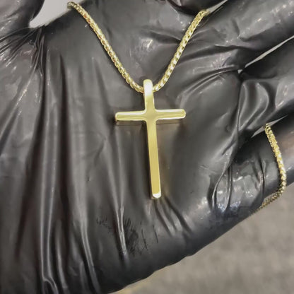 Thick 18K Gold Cross Pendant
