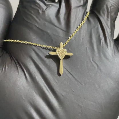 Petite Cross Pendant with Bead Textures