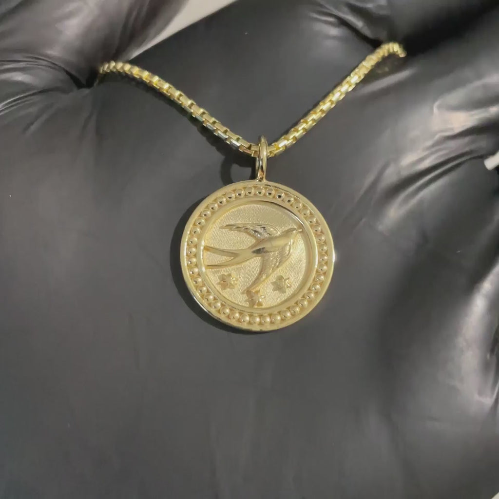 Bird Pendant with Eternity Bead Texture