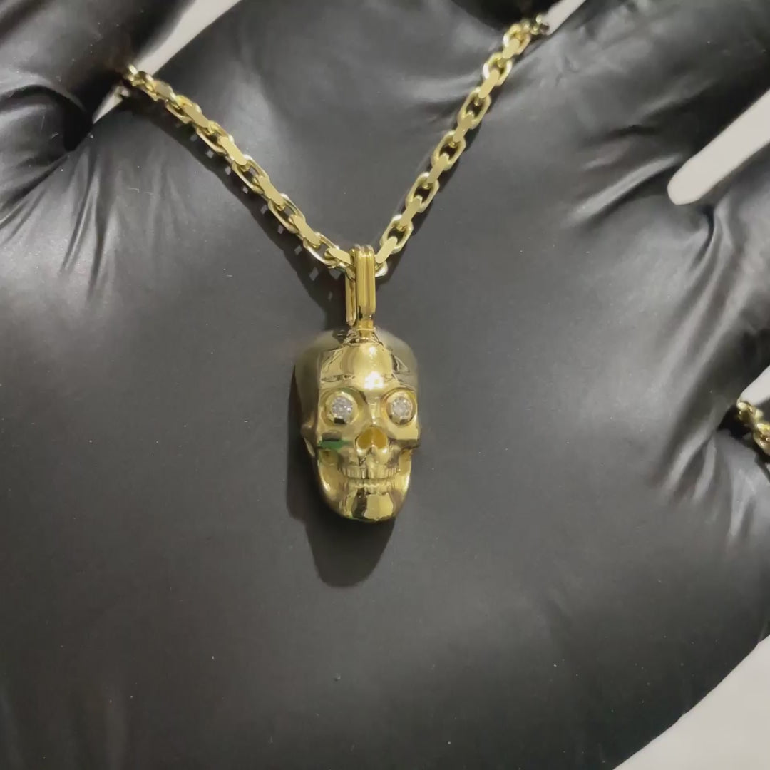 Diamond-Eyed Skull Pendant