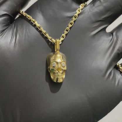 Diamond-Eyed Skull Pendant