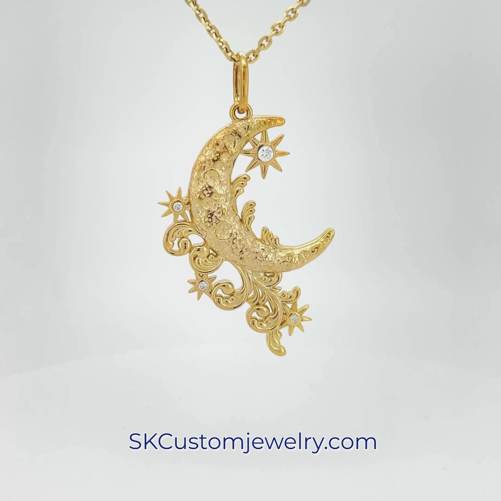 Golden Cratered Moon Pendant