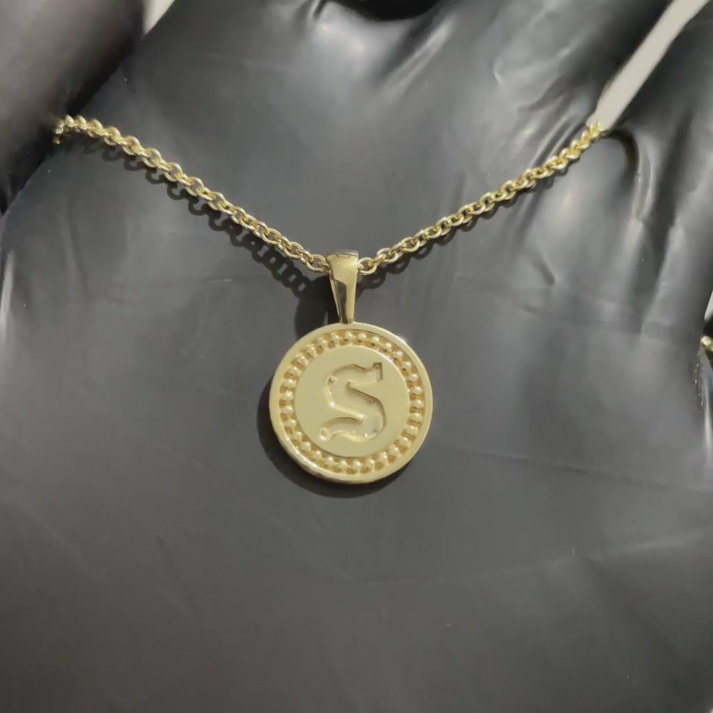 Mini Initial Pendant with Eternal Bead Textures