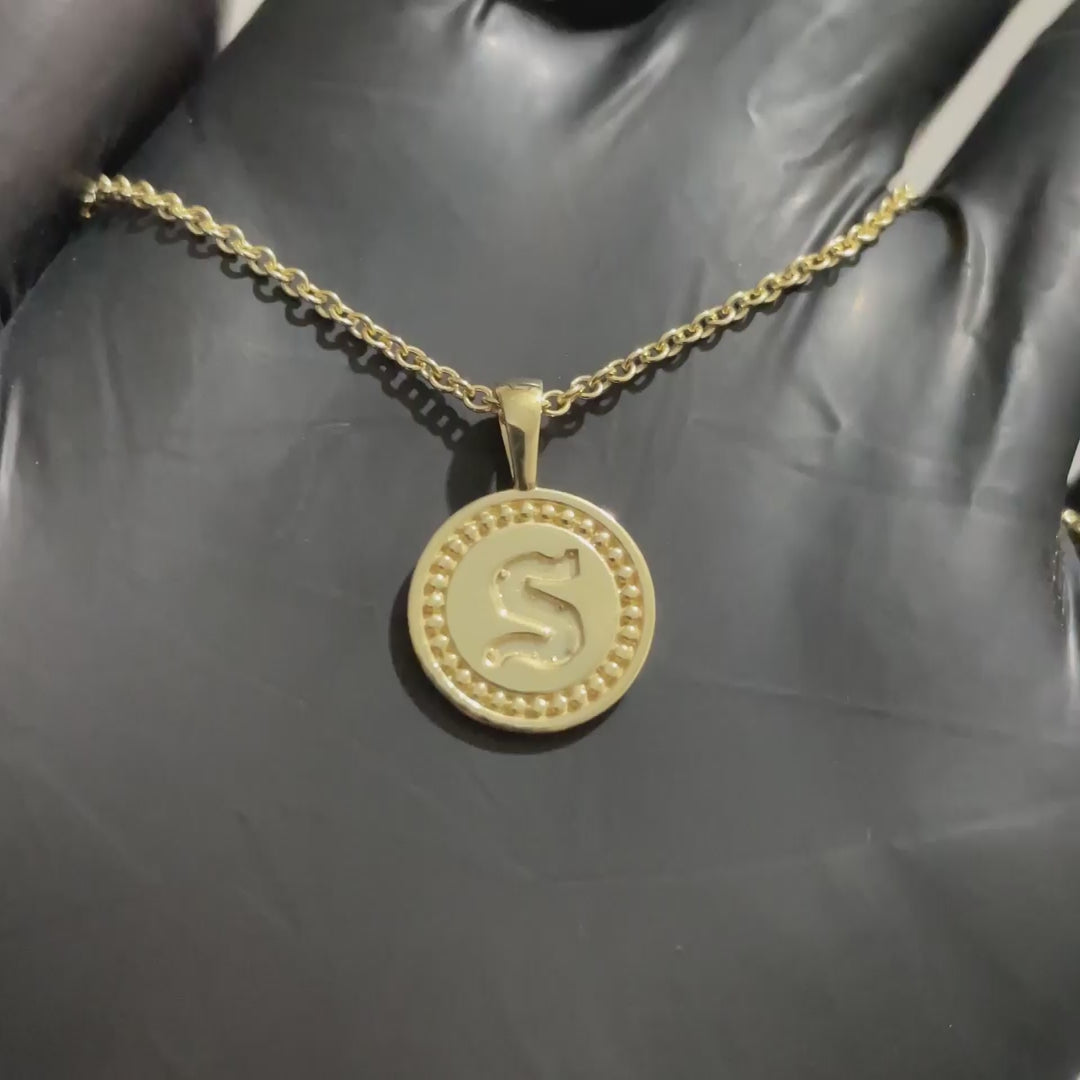Mini Initial Pendant with Eternal Bead Textures